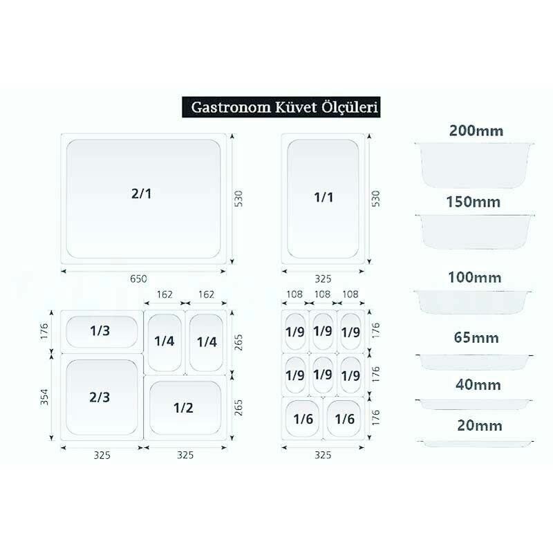Öztiryakiler Gastronorm Küvet, Delikli, Standart, GNP 2/1-100, 53x65x10 cm - Görsel 3