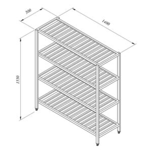 Öztiryakiler İstif Rafı, 4 Izgara Tabla, 140x50 cm