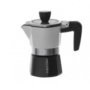 Pedrini Moka Pot 3 Cups Siyah Beyaz Şeffaf Kapakli