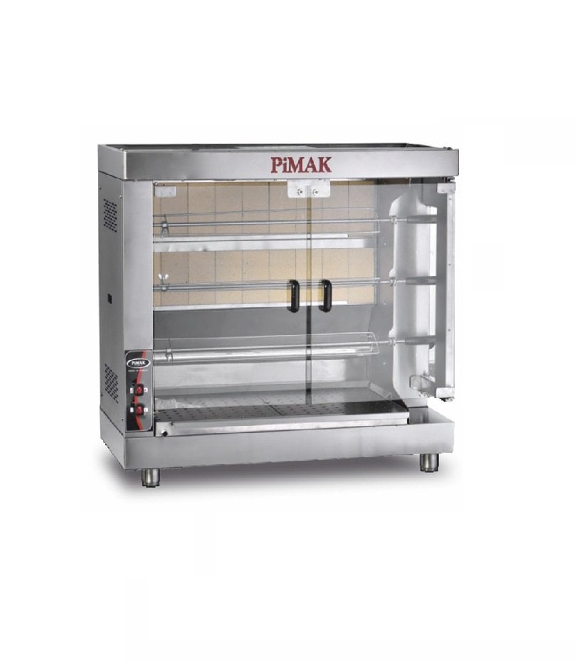 Pimak PI5/M004-K Kollu Piliç Çevirme Makinesi 3 Şiş 15 Piliç Kapasiteli Gazlı