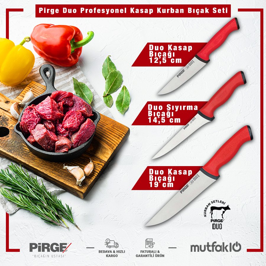 Pirge Duo Profesyonel Kasap Kurban Bıçak Seti - 35135 - Görsel 2