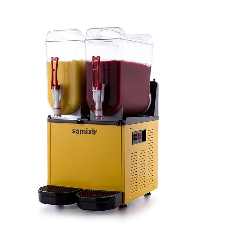 Samixir SLUSH24.Y Ice Slush Twin Meyve Suyu Dispenseri, 12+12 L, Sarı
