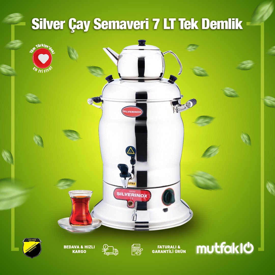 Silverinox Çay Semaveri 1 Demlikli 7 Lt - Görsel 2