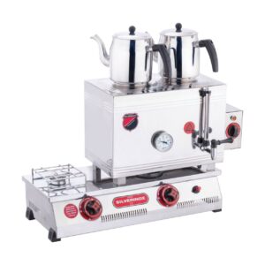 Silverinox Elektrikli ve LPG'li Kaynaklı Çift Tab. Çay Ocağı 2 Demlik 40'lık