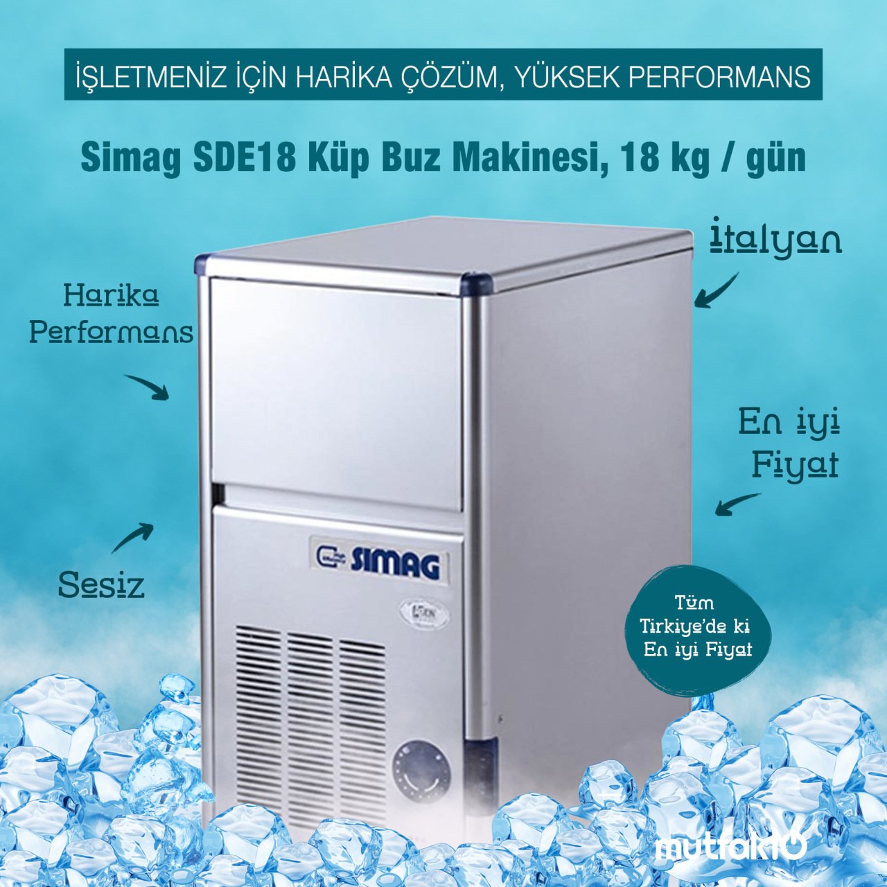 Simag SDE18 Küp Buz Makinesi, 18 kg/gün,6644 - Görsel 2