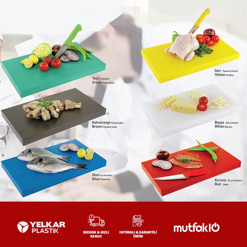 Yelkar Plastik Polietilen Doğrama Levhası 60x40x4 cm (Yeşil) - Görsel 4