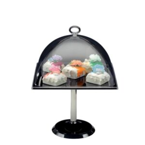 Zicco ZCP-669 Polikarbon Kapaklı Melamin Altlı Fanus Teşhir Standı 30x30 cm Siyah