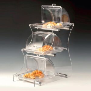 Zicco ZCP-728 Polikarbon Fanuslu Akrilik Standlı Teşhir Standı 3 Katlı GN 1/2 30x58x72 cm